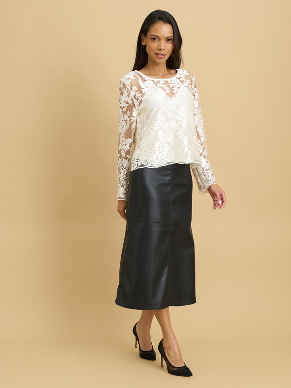 Thais Faux Leather Skirt
