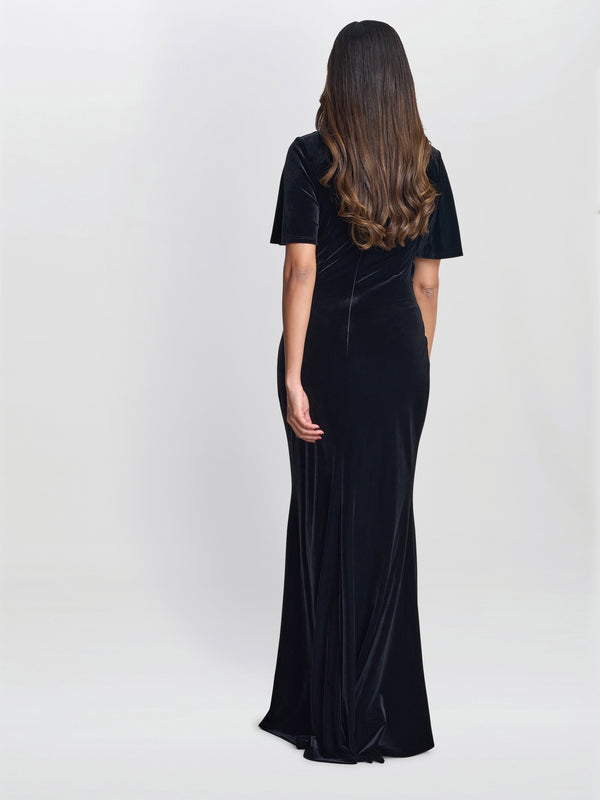 Minka Velvet Maxi Dress With Cowl Neck