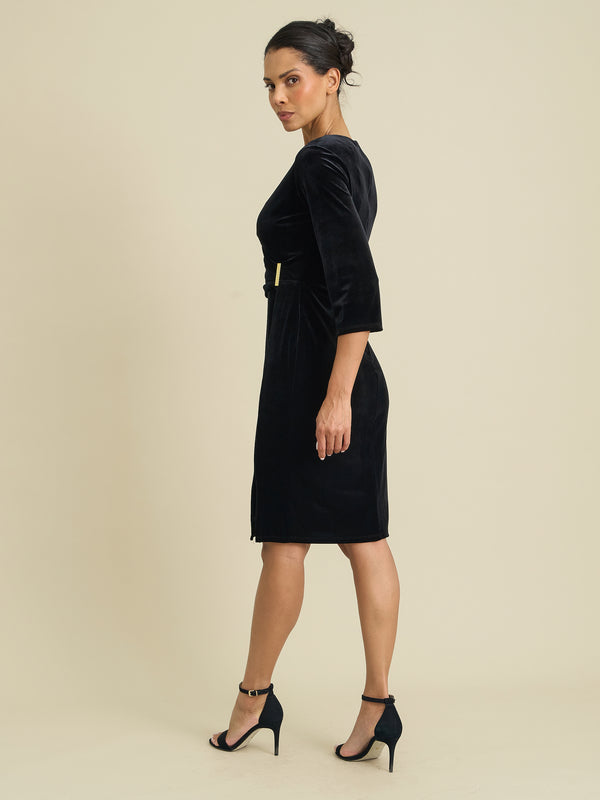 Rachael Velvet Dress With Gold Trim
