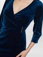 Rachael Velvet Dress With Gold Trim