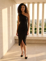 Marcela Short One Shoulder Crepe Dress