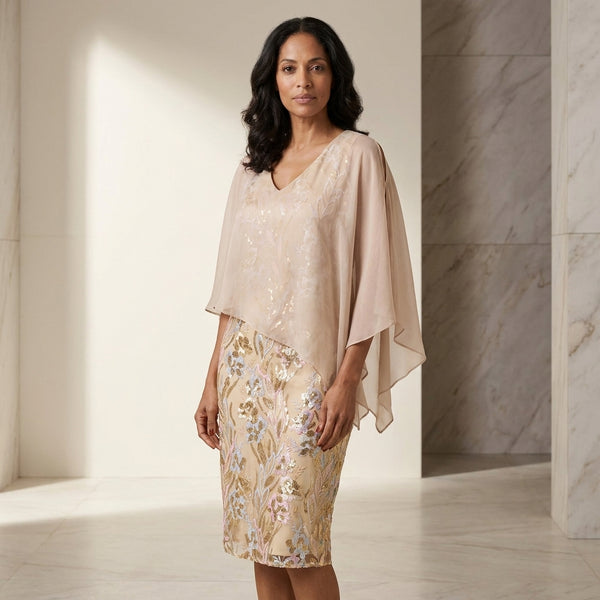 Monroe Short Embroidered Dress With Chiffon Bodice