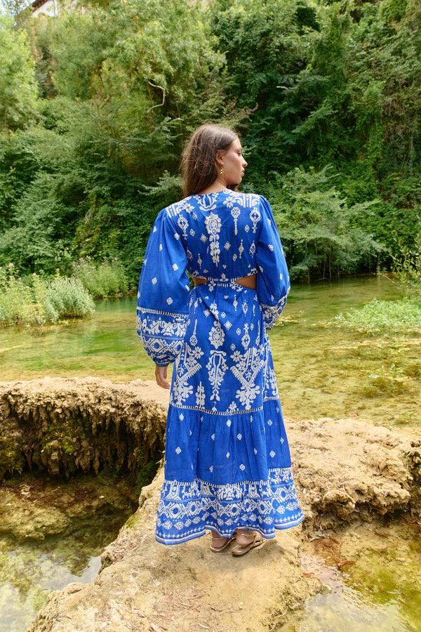 Piti Cuiti Blue Grecia Maxi Dress