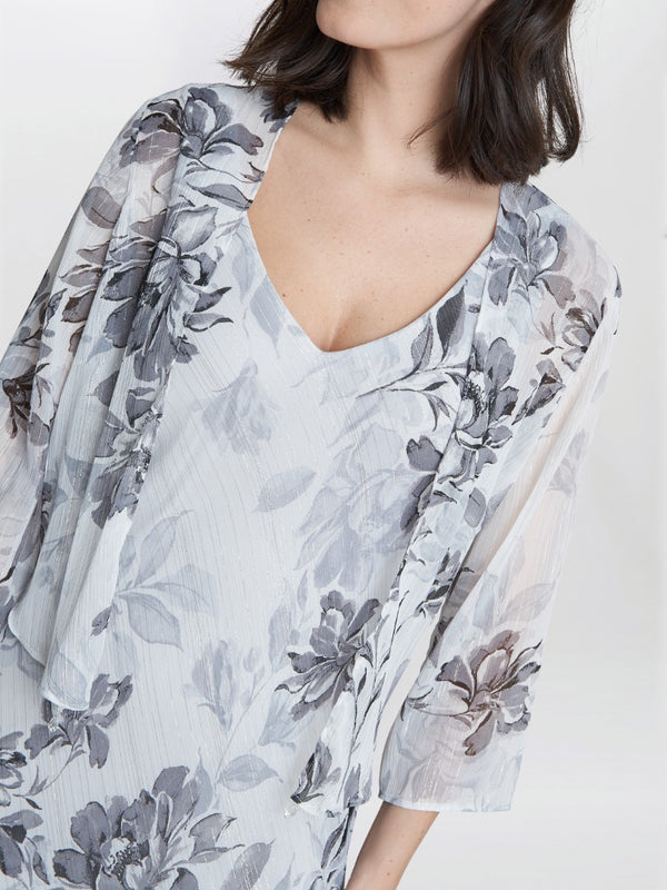 Mandy Midi Length Sleeveless Printed Dress And Jacket