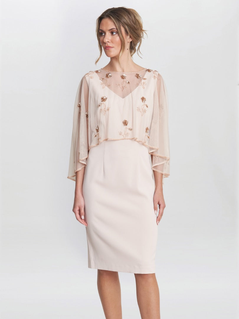 Vera Beaded Cape With Delicate Small Flowers Gina Bacconi Vera Beaded Cape With Delicate Small Flowers Gina Bacconi