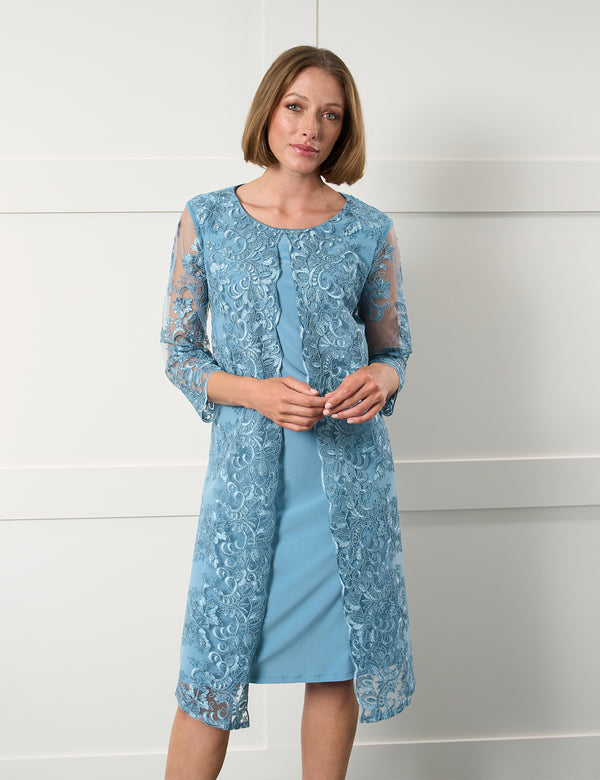 Jill Embroidered Lace Mock Jacket Dress