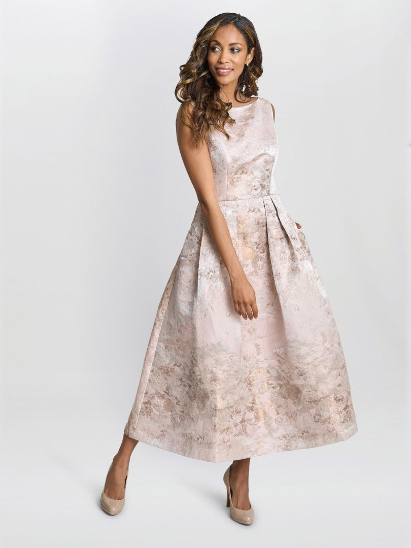 Ann-Marie Metallic Jacquard Midi Dress Gina Bacconi Ann-Marie Metallic Jacquard Midi Dress Gina Bacconi