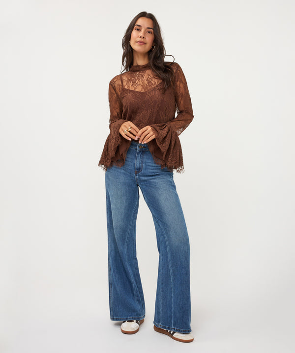 Esqualo Trumpet Sleeve Lace Blouse