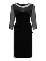 Lana Velvet Dress With Sheer Sleeves And Neckline