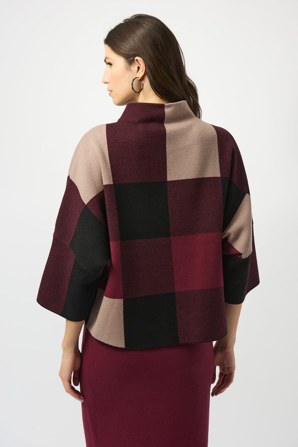 Joseph Ribkoff Plaid Jacquard Sweater Knit Top