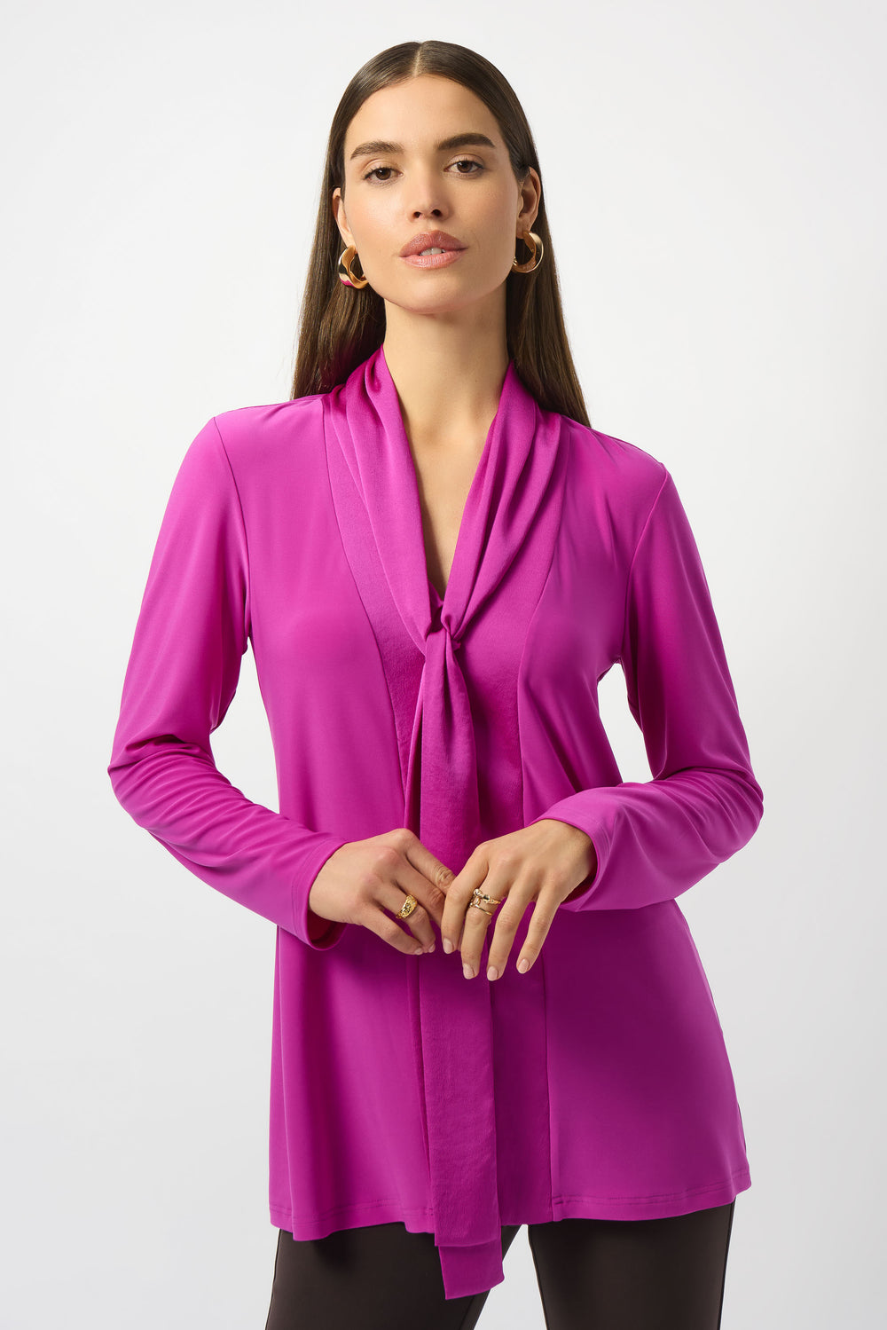 Joseph Ribkoff Silky Knit And Satin Straight Tunic