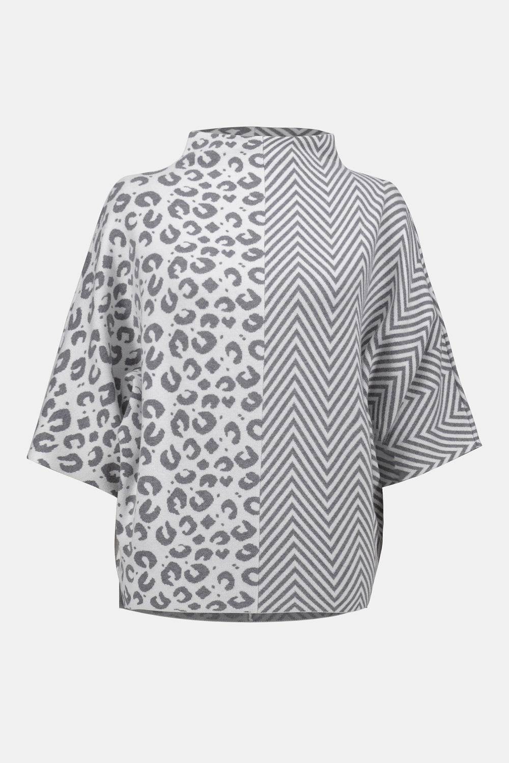 Joseph Ribkoff Jacquard Knit Mixed Print Boxy Sweater