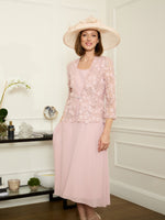 Patty Embellished Lace Jacket And Chiffon Midi Dress