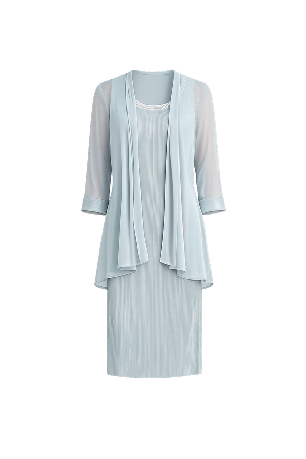 Sue-Ann Pleated Dress And Chiffon Jacket