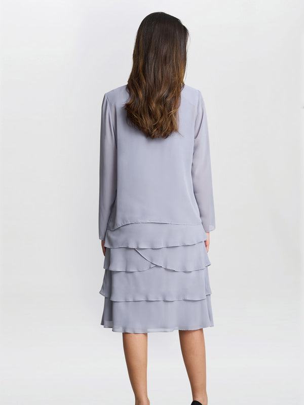 Camira Lace Shoulder Bead Tier Jacket Dress