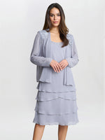 Camira Lace Shoulder Bead Tier Jacket Dress