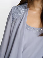 Camira Lace Shoulder Bead Tier Jacket Dress