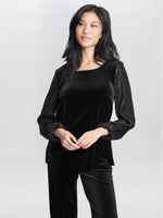 Ines Velvet Blouse With Sequin Bubble Sleeves