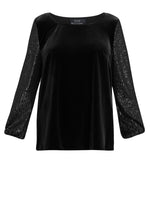 Ines Velvet Blouse With Sequin Bubble Sleeves