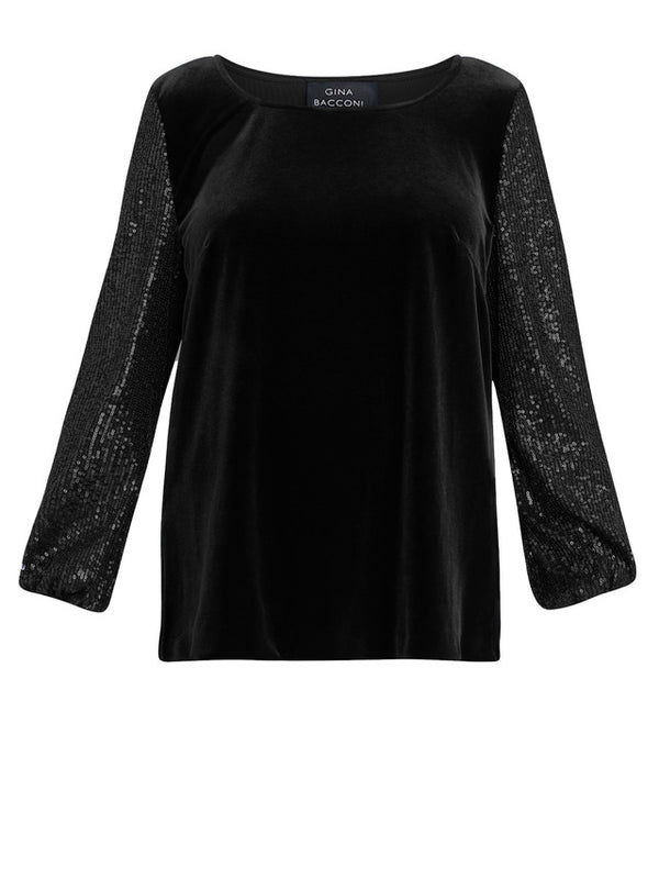 Ines Velvet Blouse With Illusion Bubble Sleeves