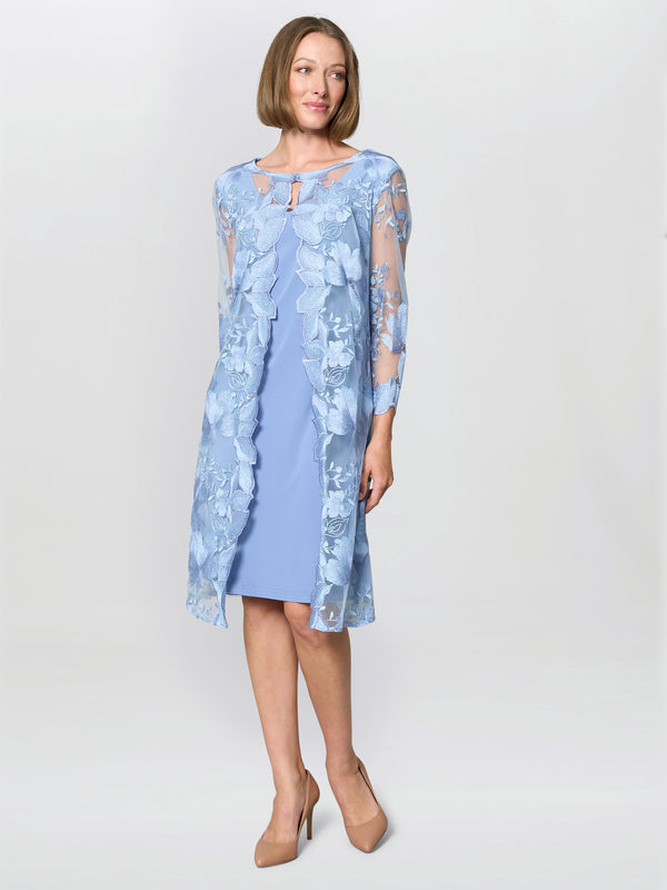 Savoy Embroidered Lace Mock Jacket With Jersey Dress