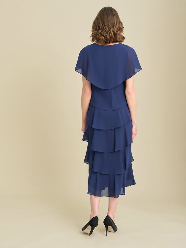 Rebecca Midi Tiered Dress With Shoulder Trim