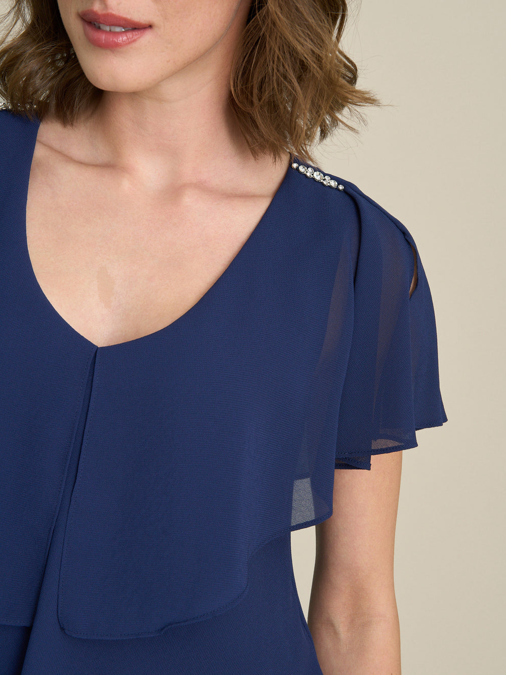 Rebecca Midi Tiered Dress With Shoulder Trim