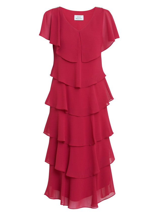 gina bacconi red dress Buy Gina Bacconi Red Ryder Jersey And Chiffon Wrap Dress from Next USA