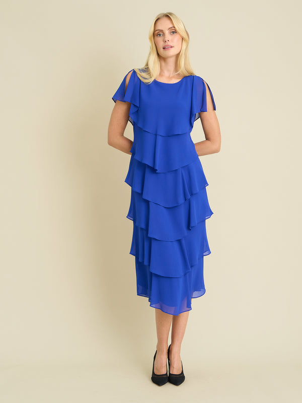 Tessa Midi Tiered Dress With Shoulder Trim