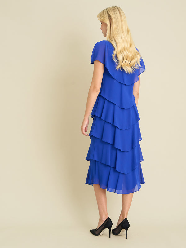 Tessa Midi Tiered Dress With Shoulder Trim