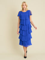 Tessa Midi Tiered Dress With Shoulder Trim