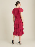 Tessa Midi Tiered Dress With Shoulder Trim