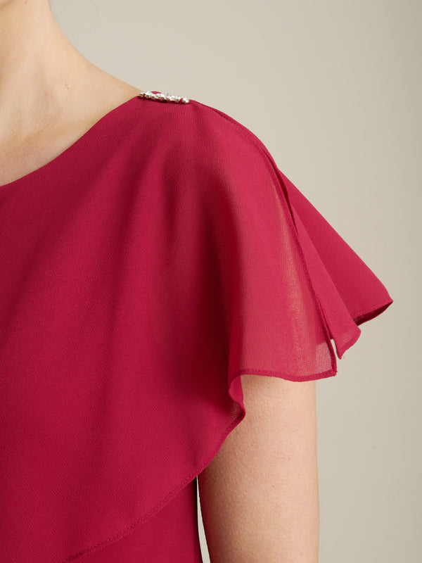 Tessa Midi Tiered Dress With Shoulder Trim