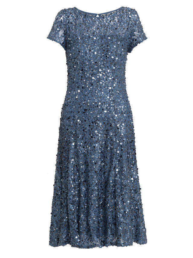 Andrea A-Line Dress With Illusion Neckline Gina Bacconi Andrea A-Line Dress With Illusion Neckline Gina Bacconi