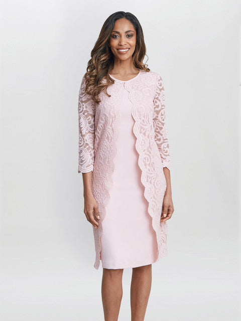 Clarabelle Mock Lace Jacket And Crepe Dress Gina Bacconi Clarabelle Mock Lace Jacket And Crepe Dress Gina Bacconi