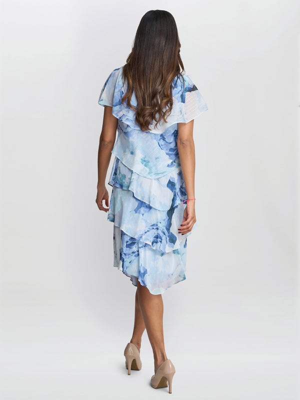 Rosanna Printed Tiered Dress With Shoulder Embellishment