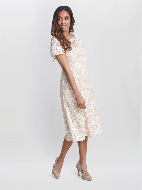 Mylene Embroidered Floral A-Line Midi Dress