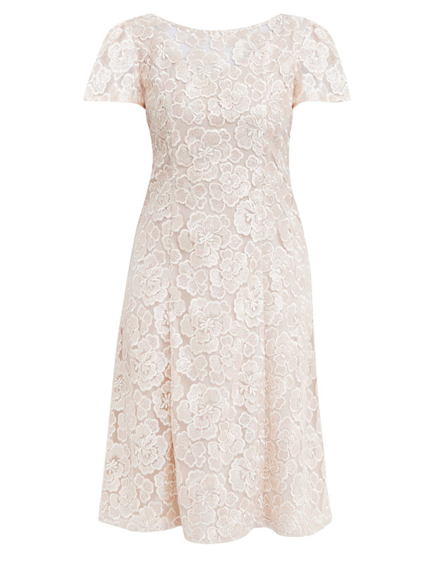 Mylene Embroidered Floral A-Line Midi Dress