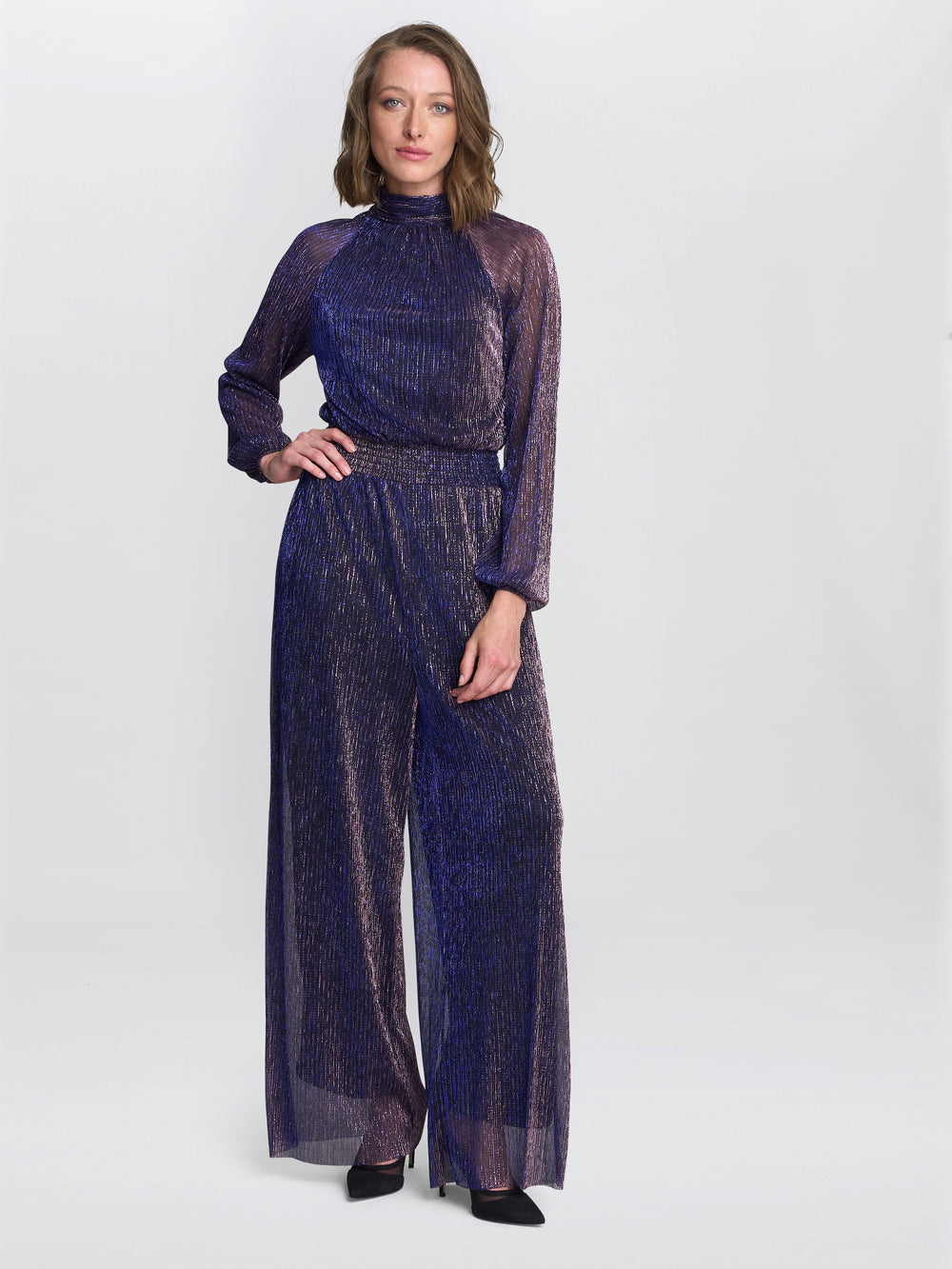 Kylie Metallic Knit Jumpsuit – Gina Bacconi - Main Image