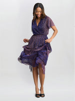 Cheri Metallic Knit Tiered Dress