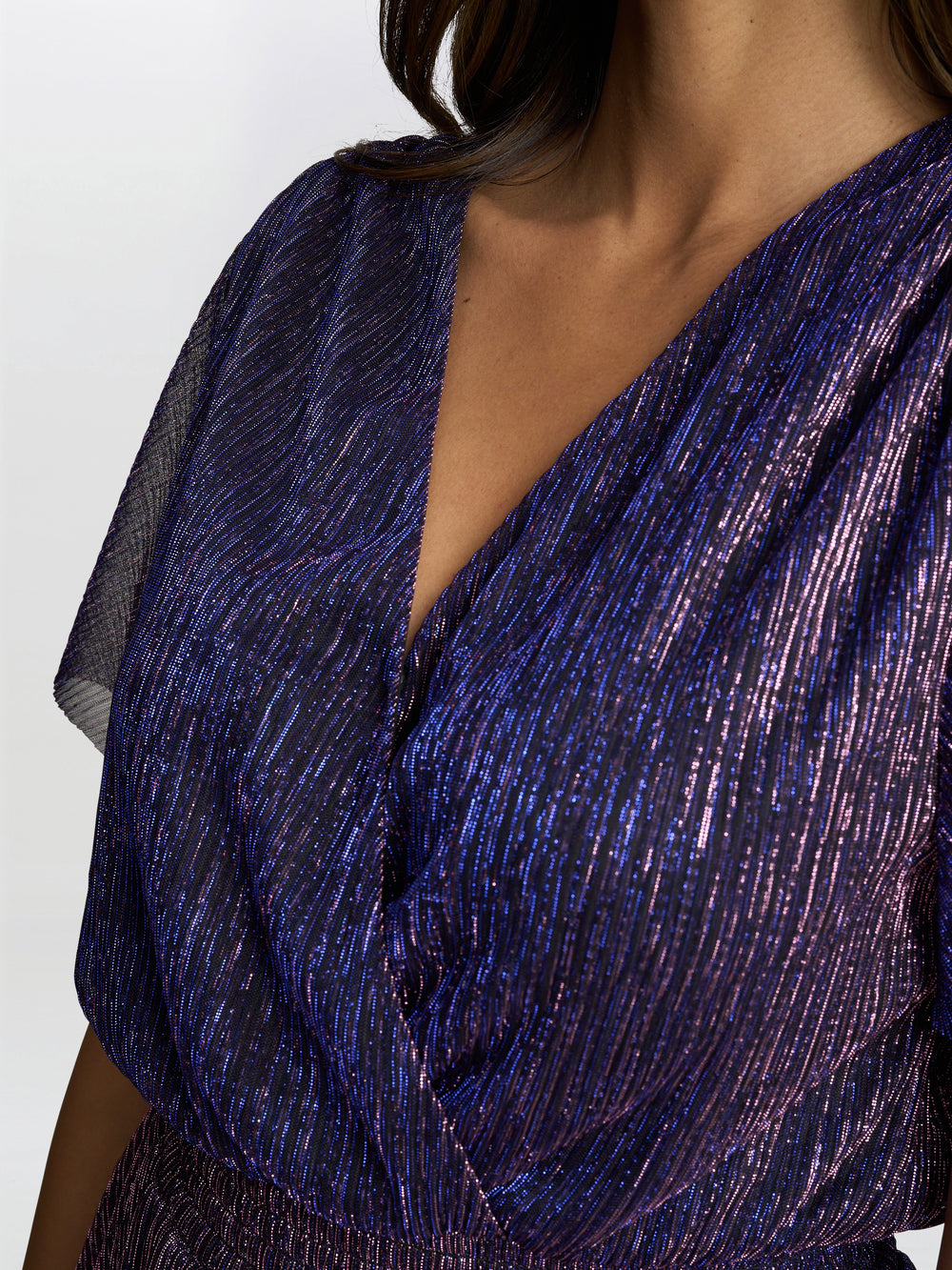 Cheri Metallic Knit Tiered Dress