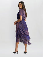 Cheri Metallic Knit Tiered Dress