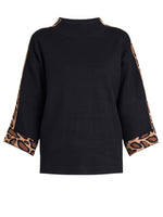 Dara Turtle Neck Jumper With Leopard Print Trim