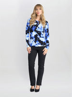 Malinda Abstract Blue Tye Dye Print Jumper With Diamantes