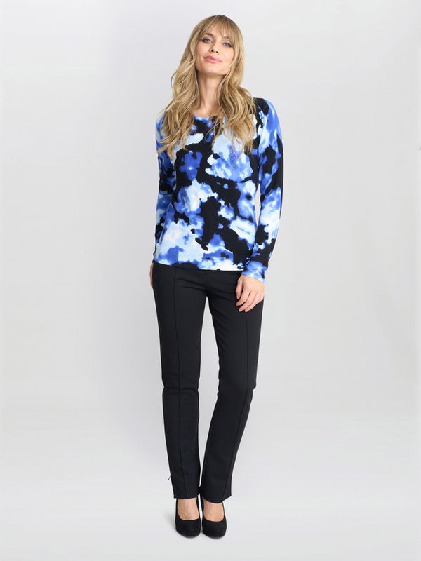 Malinda Abstract Blue Tye Dye Print Jumper With Diamantes