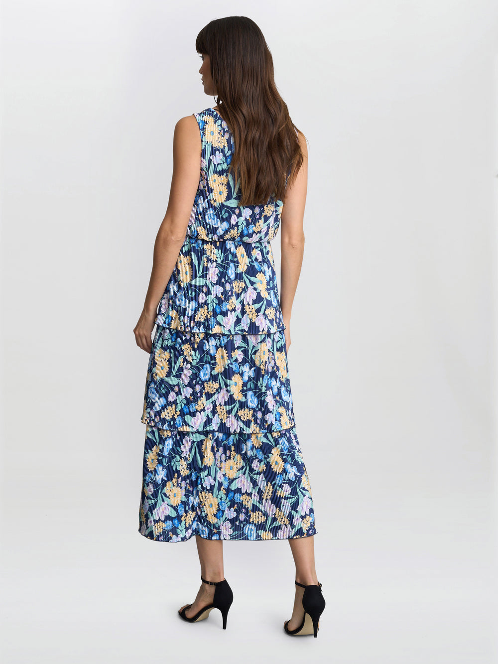 Zara Floral Print Plisse Tier Dress Gina Bacconi Zara Floral Print Plisse Tier Dress Gina Bacconi