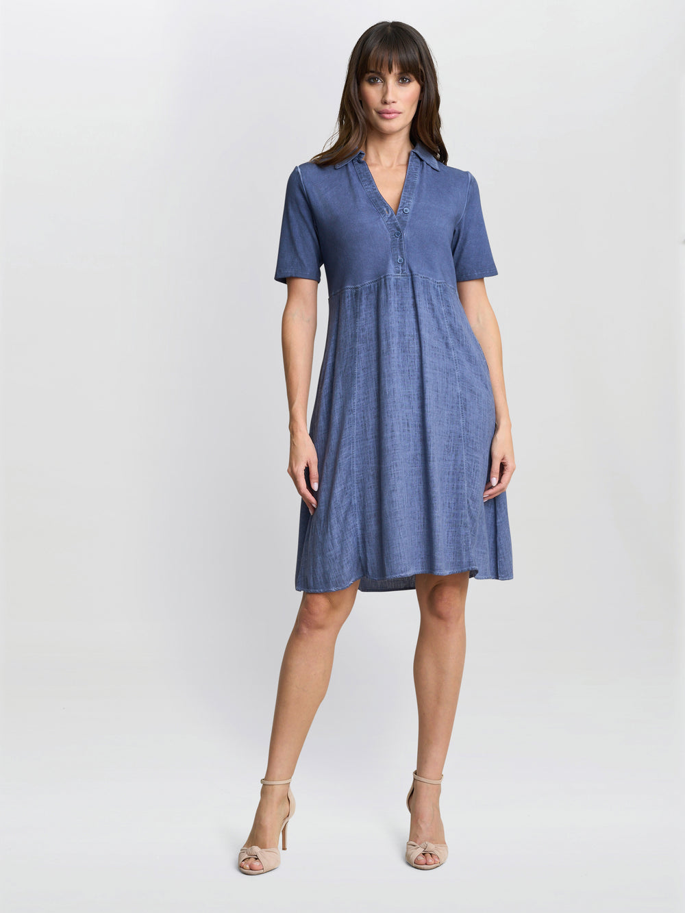 Aaliyah Chambray Demin and jersey Dress Gina Bacconi Aaliyah Chambray Demin and jersey Dress Gina Bacconi