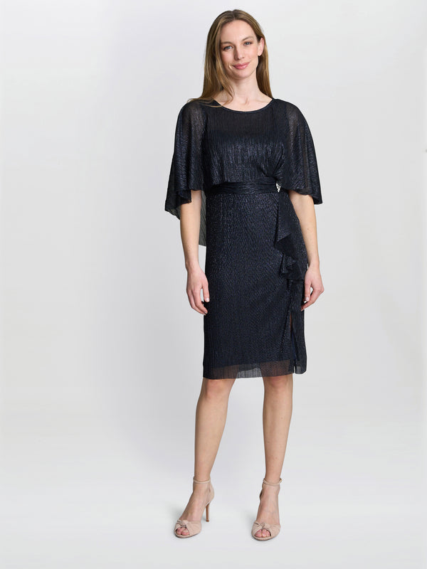 Sonya Pleated Dress With Brooch
