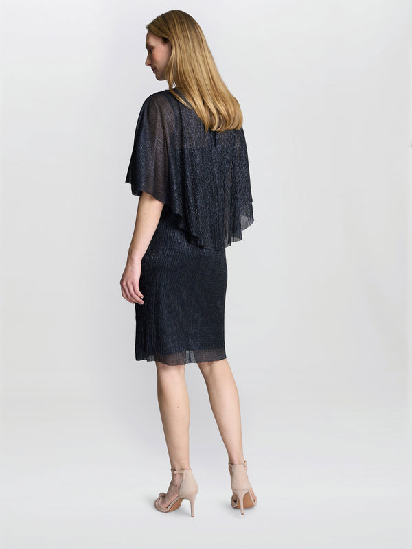 Sonya Pleated Dress With Brooch