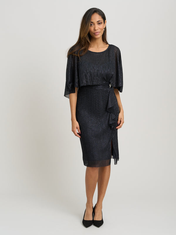 Sonya Pleated Dress With Brooch